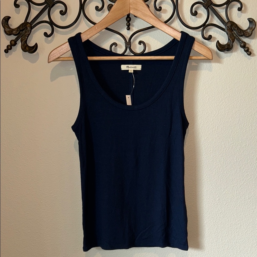 MADEWELL "DRAPEY" RIBBED TANK TOP NAVY SIZE SMALL NWT